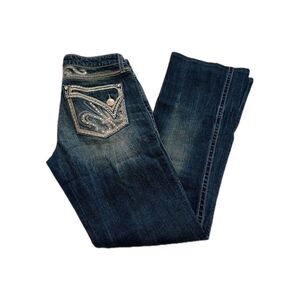 Wrangler Rock 47 Womens Rhinestones Ultra Low Waist Jeans! Size 3/4 X36